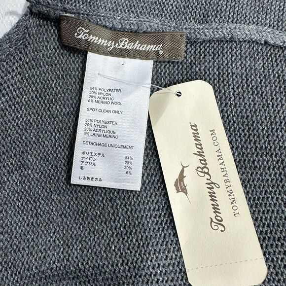 NWT Tommy Bahama Poncho Sweater Women OS Black Gray Poly/Wool Blend Animal Print - Picture 8 of 11